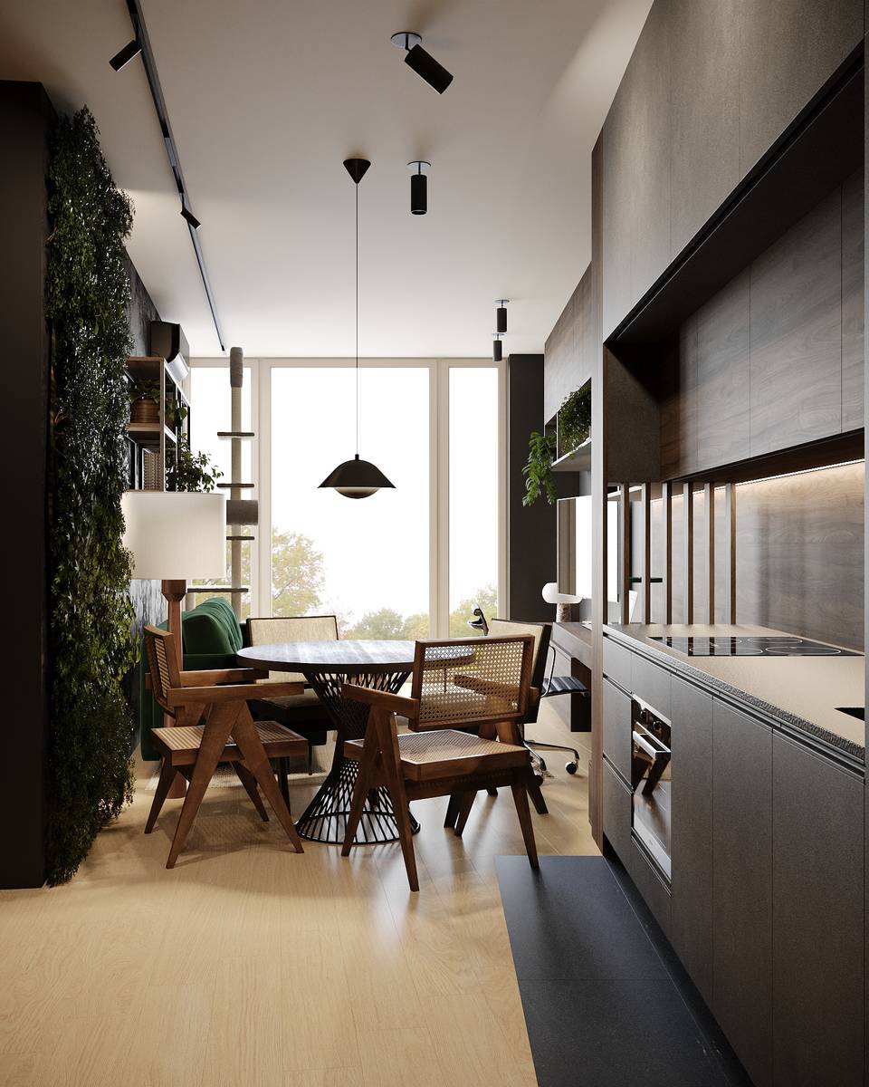 SLAB studio architektoniczne architektura wnetrz projekt triton ochota czern i zielen 35