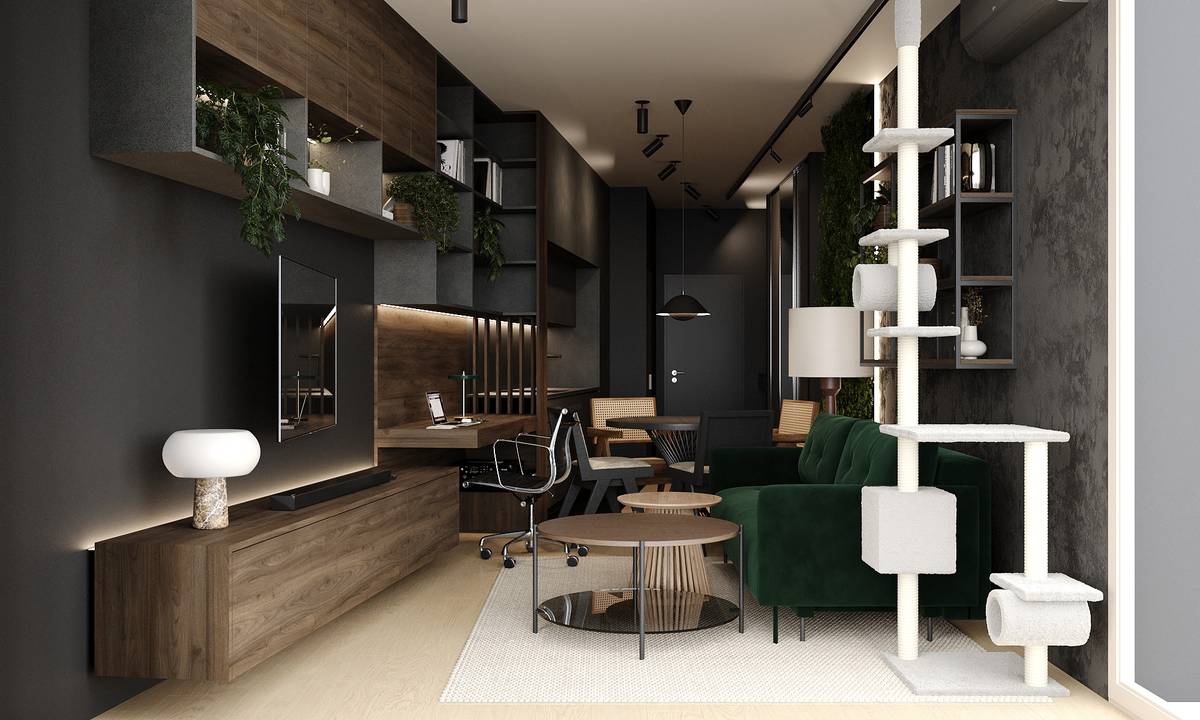 SLAB studio architektoniczne architektura wnetrz projekt triton ochota czern i zielen 32