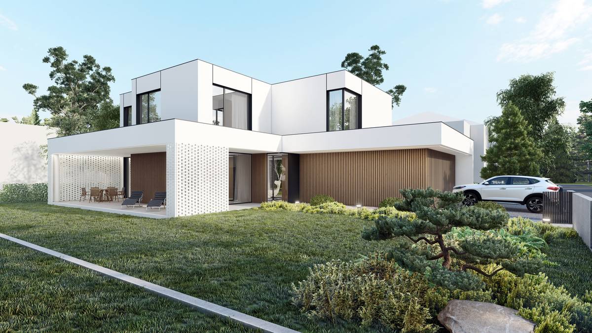 SLAB studio architektoniczne architektura projekt dom z uskokiem nowoczesny dom w miescie 1