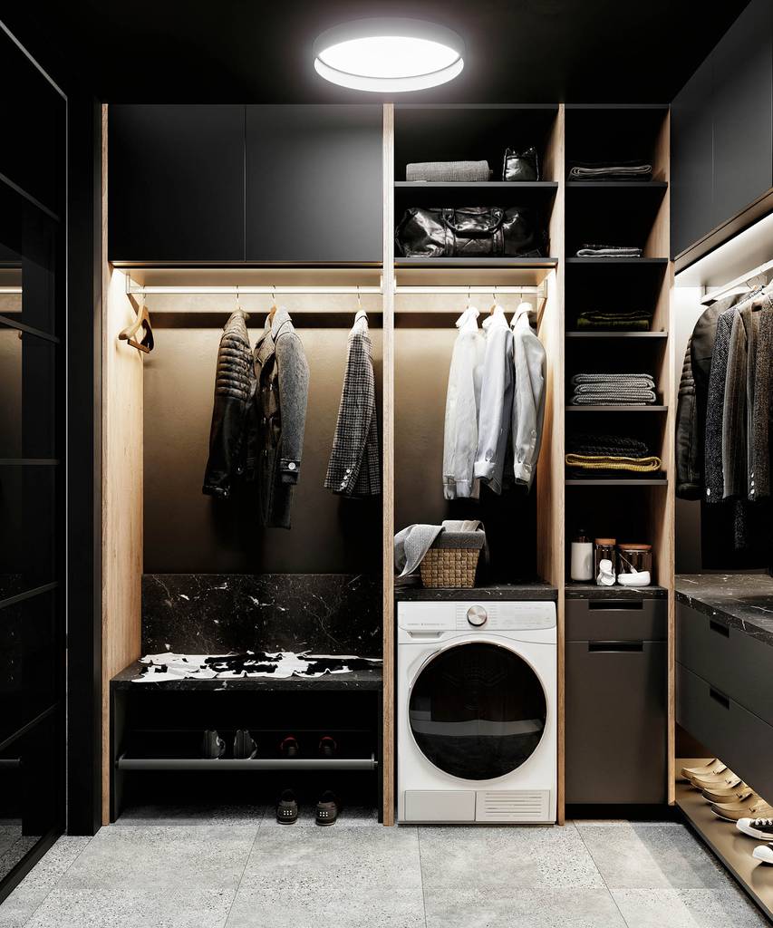 SLAB - studio architektoniczne - architektura wnętrz - projekt - żoliborz artystyczny - czarne wnętrze - 3