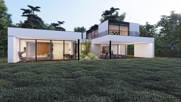 SLAB studio architektoniczne architektura projekt patio house willa pod lasem pracownia projektowa