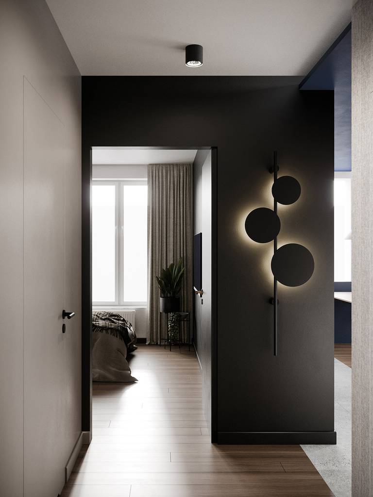 SLAB - studio architektoniczne - architektura wnętrz - projekt - kościerzyna - kolor granatowy we wnętrzach - 2