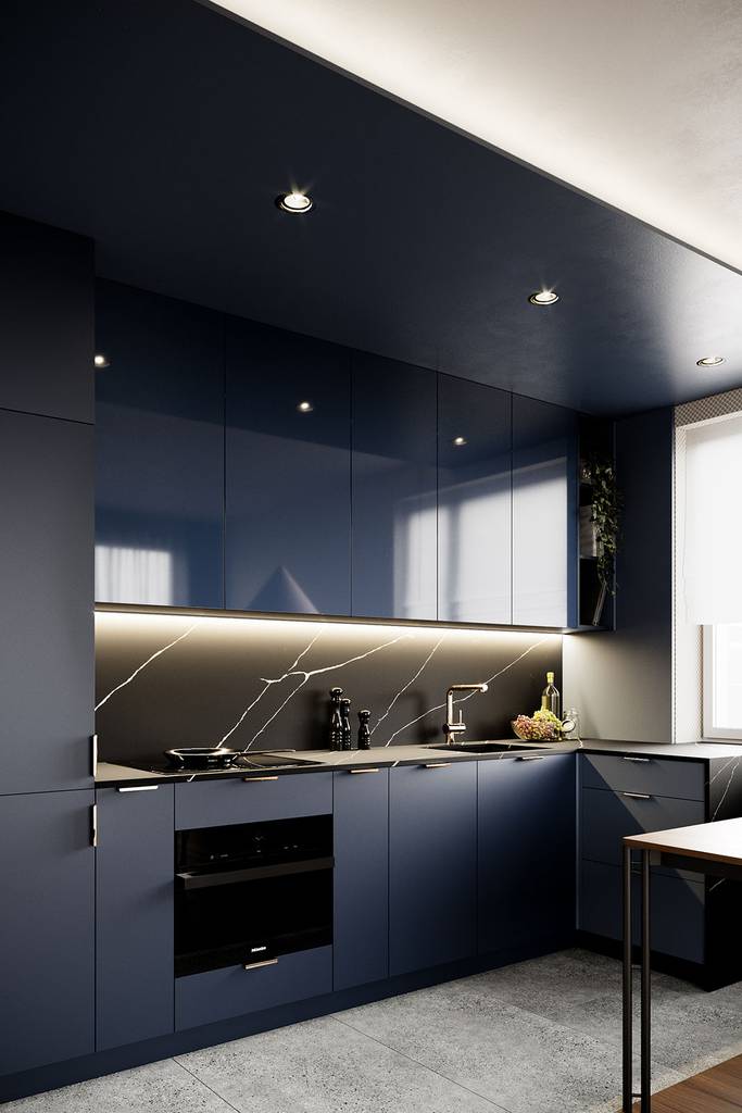 SLAB - studio architektoniczne - architektura wnętrz - projekt - kościerzyna - kolor granatowy we wnętrzach - 4