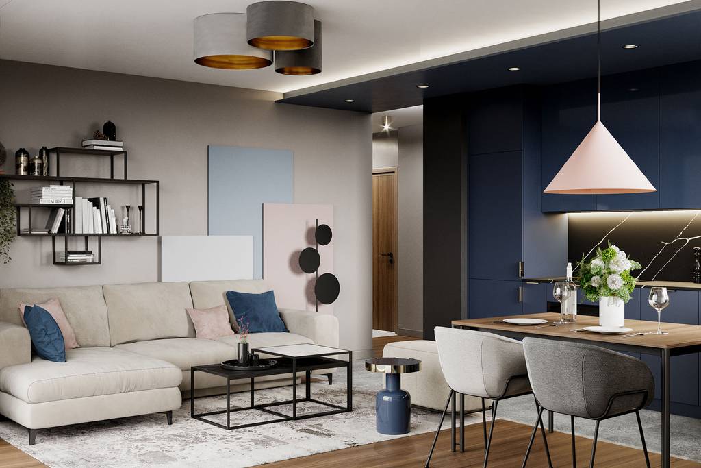 SLAB studio architektoniczne architektura wnetrz projekt koscierzyna kolor granatowy we wnetrzach 9