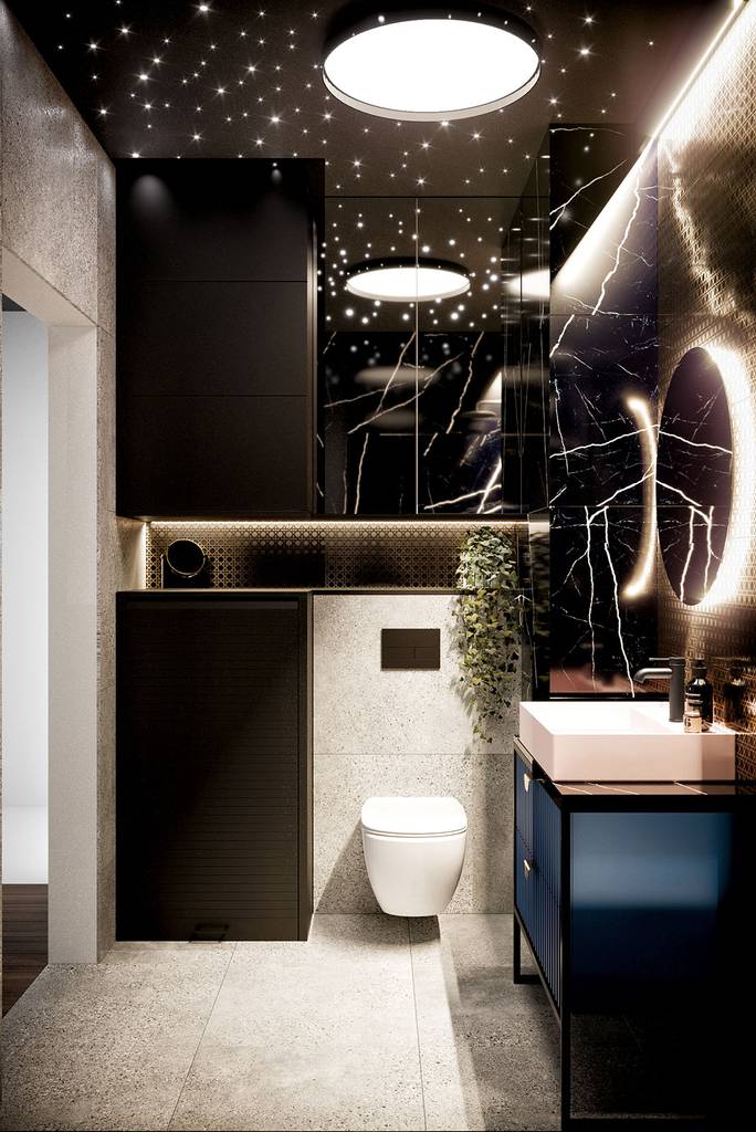 SLAB - studio architektoniczne - architektura wnętrz - projekt - kościerzyna - kolor granatowy we wnętrzach - 5