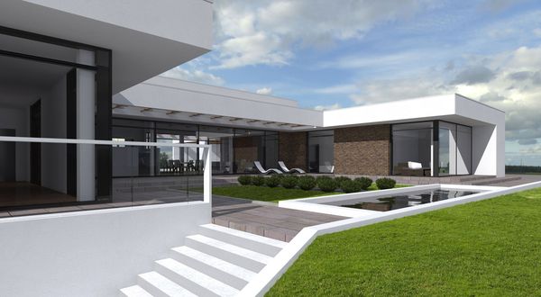 SLAB studio architektoniczne architektura projekt dom z dziedzincem dom nad jeziorem pracownia projektowa