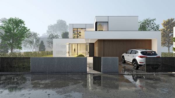 SLAB studio architektoniczne architektura projekt dom z uskokiem nowoczesny dom w miescie pracownia projektowa