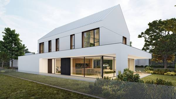 SLAB studio architektoniczne architektura projekt dwu dom klasyczny modernizm biala nowoczesna stodola pracownia projektowa